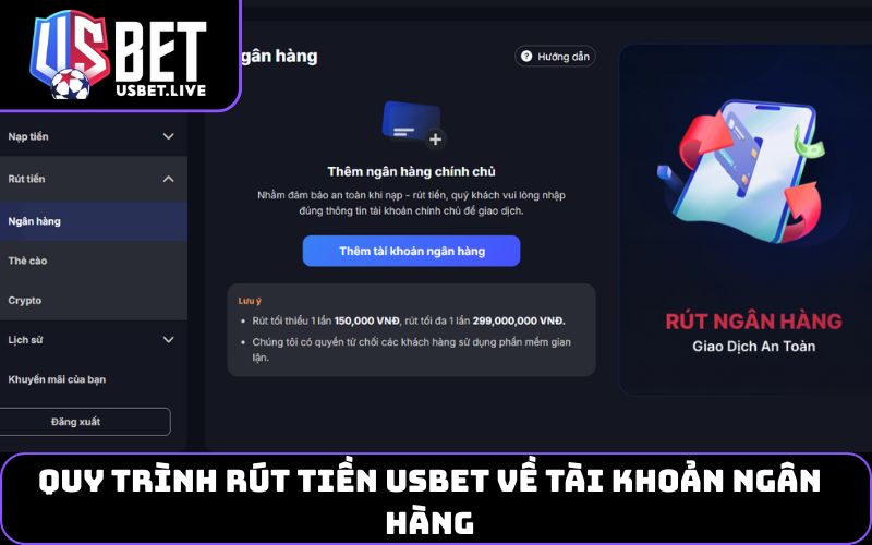 Quy trình rút tiền USBET về tài khoản ngân hàng